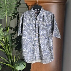 Jansport Blue and Off White Geometric Men's Shirt